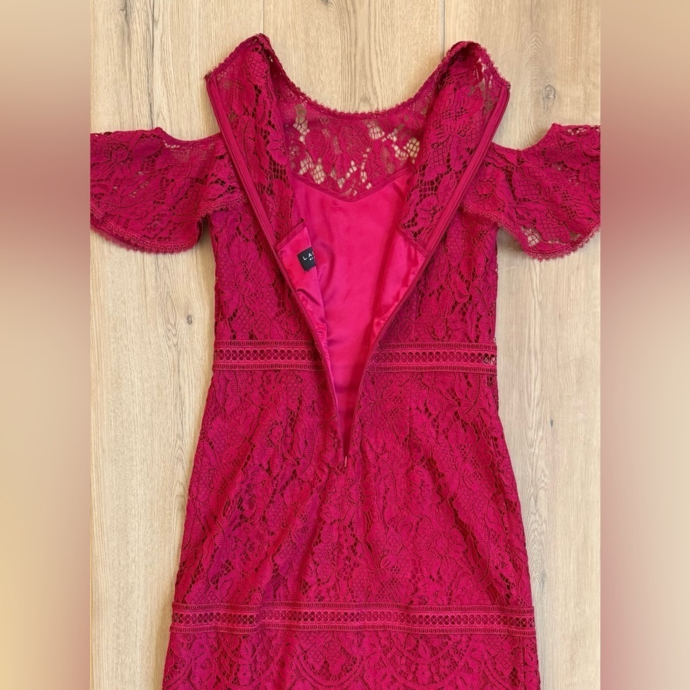 Laundry by Shelli Segal Red Lace Midi Dress Size 6 - Picture 10 of 11